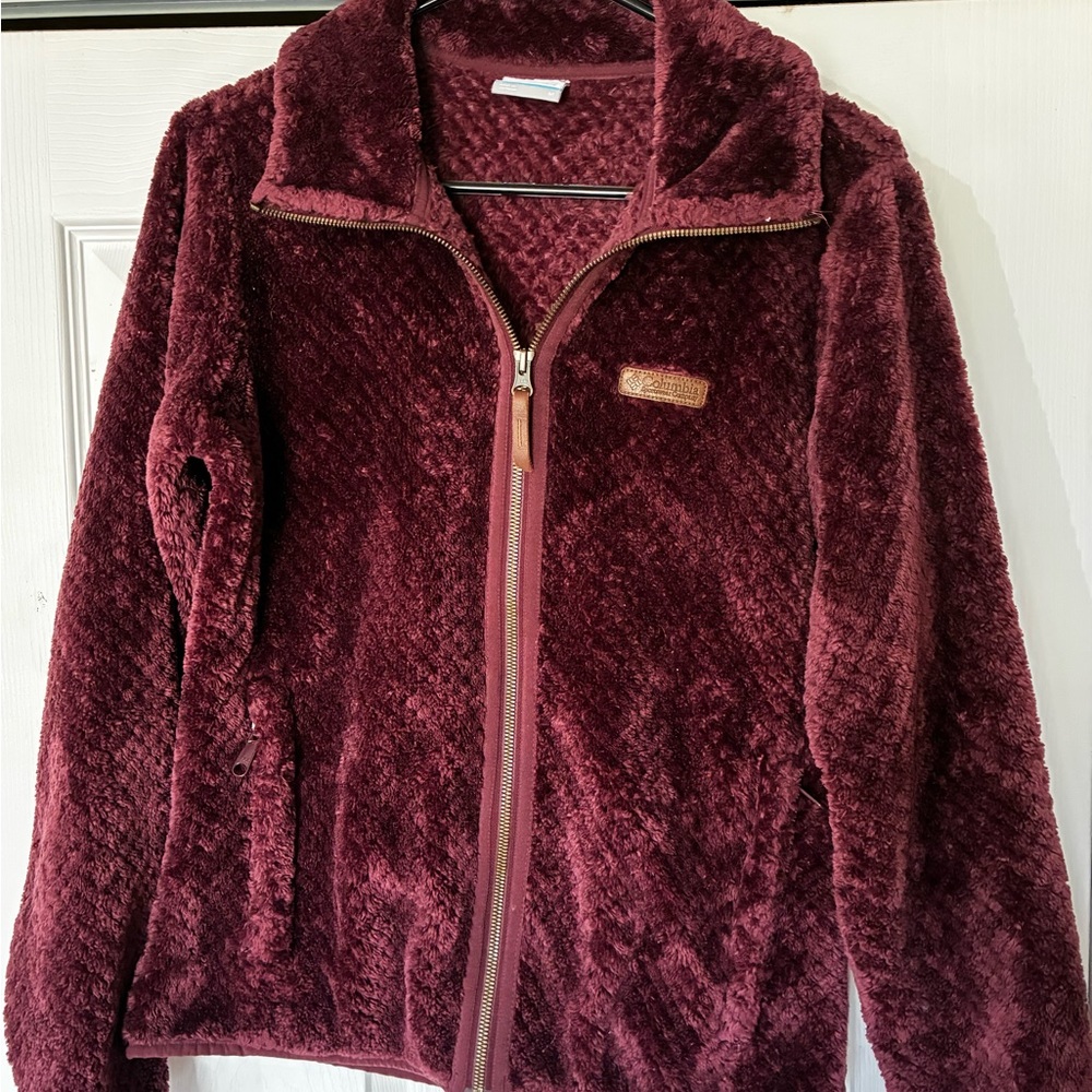 Columbia Women's Burgundy zip up Teddy Jacket